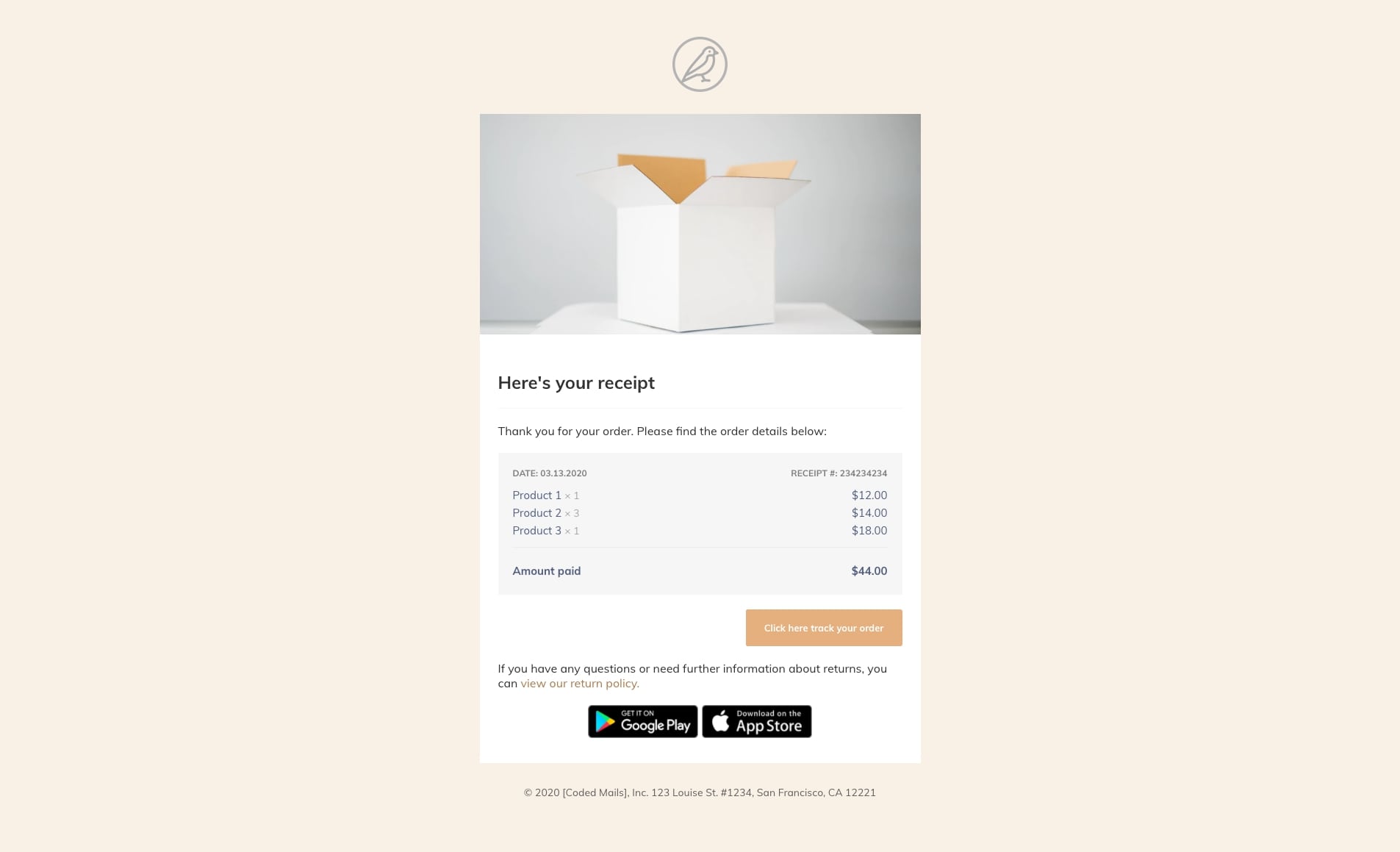 Receipt Email Template